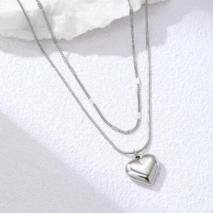 قلادة جديدة ثلاثية الأبعاد لقلب الحب قلادة من طبقات قلادة نسائية أنيقة صغيرة - Product Image 5