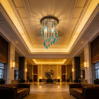 Lustre suspendu en cristal doré pour la décoration de la maison, luminaire intérieur à montage en surface avec ampoule remplaçable