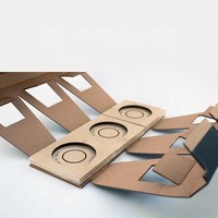 Emballages personnalisés en papier kraft recyclable pour bouteilles en verre, gobelets à café et à thé jetables, lot de 3, finition mate