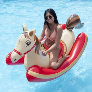 Juguete de caballo inflable de tamaño personalizado de PVC naranja de bajo precio para piscina de tierra interior y exterior - Product Image 5