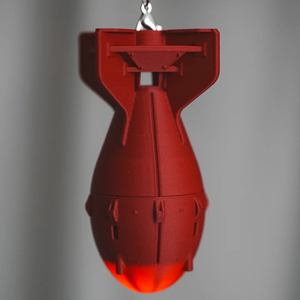 3D 인쇄 원자 폭탄 키체인-멀티 컬러 LED가 있는 회전하는 빛나는 탄두, 멋진 공상 과학 가제트 선물 - Product Image 4