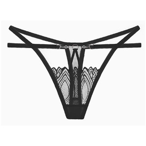 กางเกงในลูกไม้สีดำแบบ Thong เอวต่ำ ระบายอากาศได้ดี ชุดชั้นในผู้หญิง สไตล์เซ็กซี่ทันสมัย - Product Image 3
