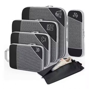 Portable Lightweight <b>Suitcase</b> Luggage Organizer Set Compressed Packing Cubes Travel <b>Storage</b> Shoe Bag Mesh Pouch - Product Image 3
