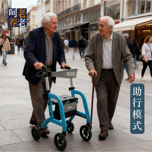 รถช่วยเดินแบบมีล้อ He Lao Walker Rollator H6 สีแดงและสีน้ำเงิน สี่ล้อ น้ำหนักเบา พับได้ สำหรับผู้สูงอายุ - Product Image 3