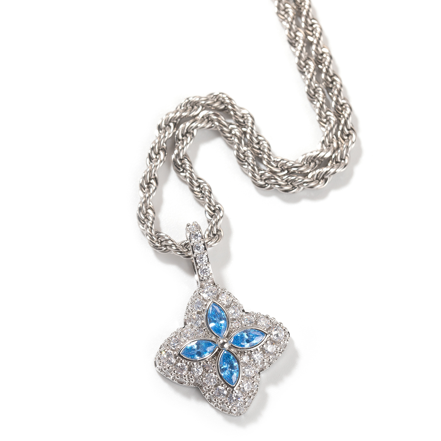 Silver+Aqua Blue CZ