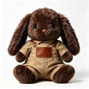 Peluche <span class=keywords><strong>Coniglio</strong></span> Personalizzato, Morbido Pupazzo con Orecchie Cadenti, Vestito con Salopette Color Kaki, Simpatico Peluche Marrone per Bambini, Regalo, Giocattolo di Peluche a Forma di <span class=keywords><strong>Coniglio</strong></span> - Product Image 1