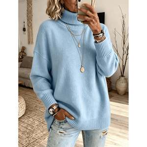 Suéter de Cuello Alto, Manga Larga, Color Verde, Talla 0XL, Ropa Casual para Mujer - Product Image 2