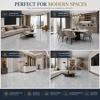 Carrelage en porcelaine poli moderne 800x800mm avec design veiné marbre à quatre faces, antibactérien, longue durée de vie