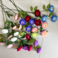 Bunga Sutra Buatan Warna Putih Pink Grosir Pabrik, 3 Kepala Bunga Ranunculus Grosir, Bunga Peony Grosir