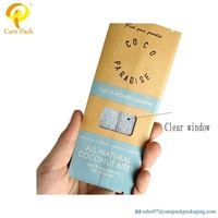 Sachets en papier artisanal biodégradables, 3 Sachets scellés sur le côté, pour poudre protéine/emballage nutritif avec fenêtre transparente