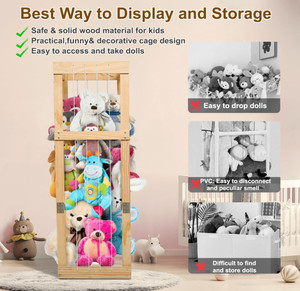 Amaca portaoggetti per peluche in legno massello lucidato, robusta, durevole ed ecologica, fatta <span class=keywords><strong>a</strong></span> mano, di grande capacità, per decorazioni domestiche e porta giocattoli - Product Image 5