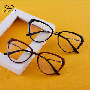 Monturas de Gafas Geométricas FalaiEr 87072 con Protección Anti Luz Azul, Montura Completa Unisex, Lentes de Acetato, Estilo Ojo de Gato - Product Image 1