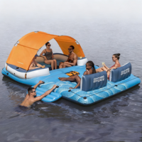 Grande île flottante gonflable avec pare-soleil adapté à une utilisation adulte Idéal pour le radeau flottant à la dérive en mer et le bateau pare-soleil