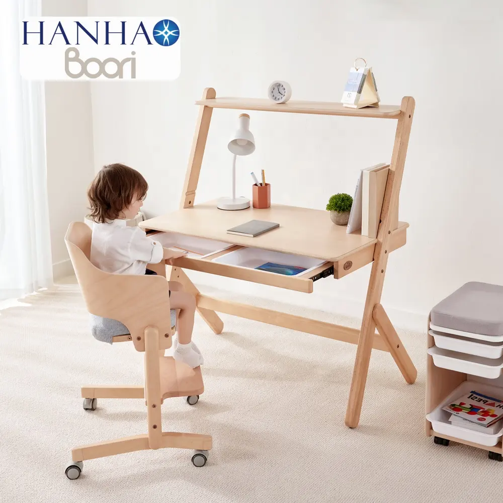 Only B2B Boori Adjustable Height Study Desk For Students Wooden Kids Study Table With Drawers