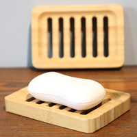 Porte-savon en bois de bambou naturel de gros avec plateau auto-drainant