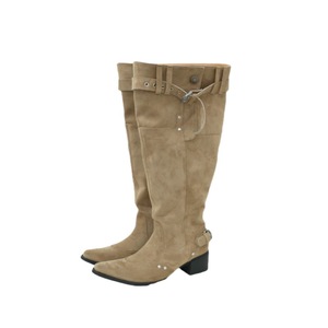 Bottes de cowboy rétro pour femmes, design unique, talon épais, bottes souples à fermeture éclair arrière, bout pointu, style montant pour l'hiver - Product Image 6