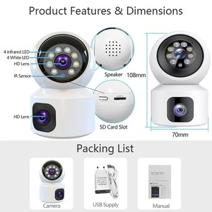 V380 Pro Dual Lens <strong>Network</strong> <strong>Camera</strong> For Home Office Indoor <strong>Security</strong> <strong>Monitoring</strong> 2.4G 5G Dual Band CMOS Sensor Motion Detection - Product Image 2