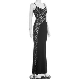 Viviblook D25DS596 Vestidos de Verano para Mujer, Nuevo Vestido Largo Ajustado de Color Sólido sin Mangas con Encaje y Tirantes para la Noche - Product Image 3