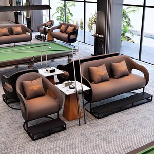 Leather Billiards Room Sofa Set With <b>Coffee</b> <b>Table</b> For Commercial Venues Office Use Durable Design - Product Image 3