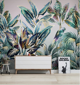 Mural de panel de pared de papel tapiz de planta tropical impreso en 3D Mural de bosque lluvioso bohemio para comedor - Product Image 3