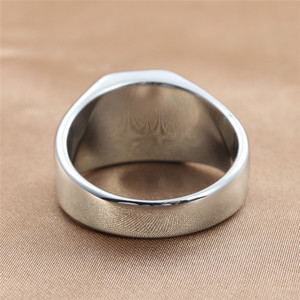 Men's Geometric Titanium Steel <b>Ring</b> <b>Silver</b> Black Epoxy Square Retro Punk Style Jewelry Gift 24064 - Product Image 2