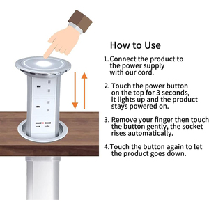 Electric Rise 2 Way <strong>UK</strong> Pop up <strong>Sockets</strong> with Wireless 15W Fast Charging for Kitchen Worktops - Product Image 2