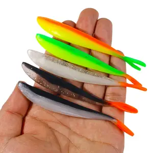 Hengjia High Stretch 105mm Fork Tailed Maggots Bait Fishing Lures For Saltwater Fishing 5pcs/bag