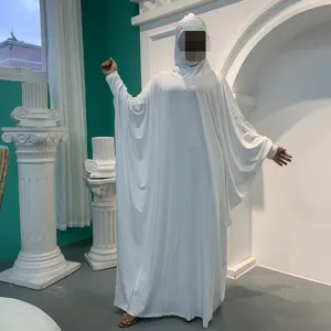 6198 # medio oriente donne con cappuccio abbigliamento islamico colori solidi preghiera Ramadan Dubai turchia Abaya manica pipistrello abito musulmano Jilbab