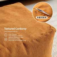 Housse de canapé pliable en velours côtelé, pouf de rangement carré avec housse amovible, pouf sac de rangement pour usage domestique multifonctionnel