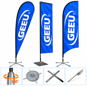 Drapeau de plage personnalisé, drapeaux à plumes d'extérieur avec logo, impression personnalisée, bannière publicitaire volante avec support de mât et <span class=keywords><strong>base</strong></span> - Product Image 4