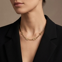 Collar con Letras Espaciadas Personalizadas, Iniciales en Estilo Inglés Antiguo, Chapado en Oro de 18K, Acero Inoxidable, Soldadura sin Costuras, Joyería con Nombre para Mujer