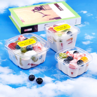 Ecologisch verantwoorde wegwerp clamshell verpakkingen, transparante plastic doosjes voor desserts, fruit, yoghurt, draagbare doosjes voor afternoon tea.