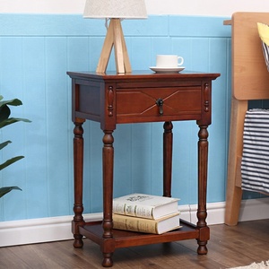 Mid century <strong>mango</strong> <strong>Wood</strong> Bedside Table Nightstand Modern with 1 Drawer and 1 <strong>Shelf</strong> Brown for Living Room - Product Image 3
