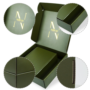 Boîte de papier cosmétique vert mat, boîte de papier avec Logo imprimé des deux côtés, feuille <span class=keywords><strong>d</strong></span>'<span class=keywords><strong>or</strong></span> - Product Image 3