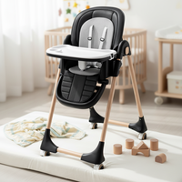 Table et chaise à manger multifonctionnelles 2 en 1 pour bébé avec roulettes, métal, capacité de charge de 250 lb, hauteur réglable