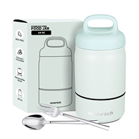 Juego de fiambrera 2 en 1 desmontable de termo de comida de 18oz sin BPA de Everich con diseño bonito para uso escolar de niños