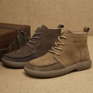 Men's British Style for Boots Retro Lace-up <b>Ankle</b> & <b>Bootie</b> Soft Genuine Leather Autumn Winter Shoes - Product Image 5