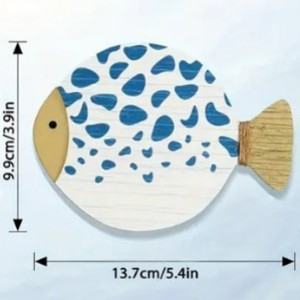Wooden Fish Coaster 7.2x2.4x1.3cm Cartoon Design Durable <b>Table</b> Mat For Drink <b>Protection</b> - Product Image 4