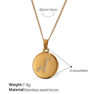 Collar de Acero Inoxidable con Circonita de 12 Constelaciones, Chapado en Oro de 18K, Joyería de Moda para Mujer, Venta al por Mayor - Product Image 5