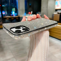 Coque de téléphone tendance de luxe avec strass et paillettes antidérapante pour femme, accessoires pour iPhone 14 13 11 15 16 17