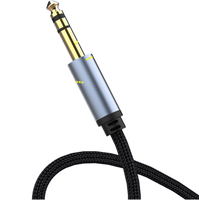 Kabel Audio Stereo USB C ke 6.35mm 1/4 Inch untuk Amplifier Gitar Mixer, Logo Laser Pesanan Kecil, Panjang Dapat Disesuaikan