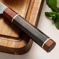 Couteau à pain de 8 pouces, acier damas 67 couches, cœur en VG10, ultra-affûté, couteau à gâteau dentelé, couteau de cuisine professionnel, manche en bois d'ébène