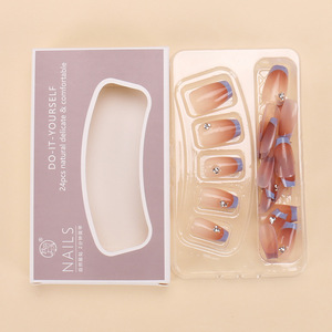 Celebridad de Internet Venta caliente Uñas usables INS 30 piezas Ojo de gato Brillo Puntas francesas Pegatinas de uñas falsas extraíbles Brillo - Product Image 3