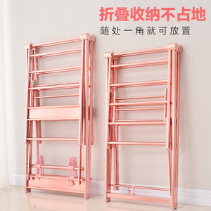 ราวตากผ้าแบบพับได้ตั้งพื้น สีโรสโกลด์ ดีไซน์ปีกนกเสริมความแข็งแรง สำหรับใช้ในบ้าน - Product Image 5