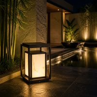 Lanterne de jardin moderne en faux albâtre 12W LED DC24V IP65 pour extérieur, villa, allée, pilier, éclairage Hongli Lighting, garantie 1 an
