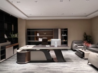 Table de direction moderne de luxe CEO Boss E1 gris foncé avec boîte métallique multifonctionnelle Bureaux pour espace de travail
