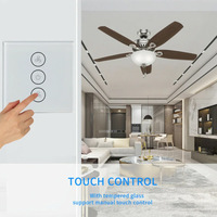 Interrupteur de ventilateur intelligent de type 86, norme européenne, spécifications britanniques, IP65, panneau tactile Smart Life, prise en charge de la télécommande, réglage numérique de la vitesse, Alexa