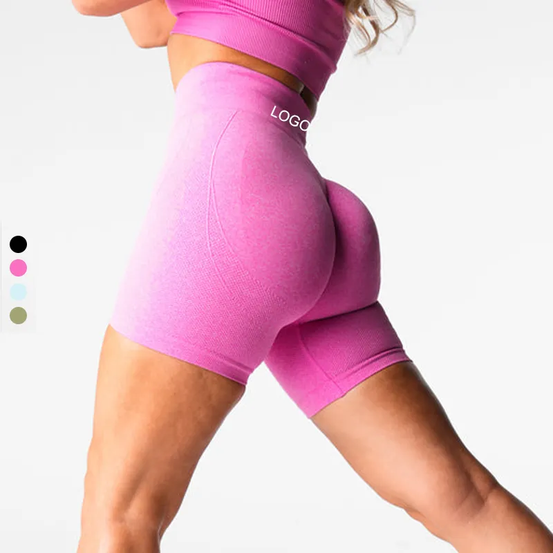 Pantalones cortos ajustados con logotipo personalizado de marca de alta calidad para mujer