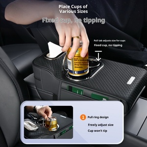 Repose-bras de voiture en cuir <span class=keywords><strong>OLIVER</strong></span>, design élégant, avec rangement intégré, fonction de rehaussement, pour mouchoirs et téléphone portable, couleur argent - Product Image 4