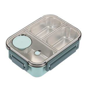 Wholesale Stainless Steel 3-<b>Compartment</b> Divided Bento <b>Box</b> Tableware Adults Kids Students Portable Leakproof Food Grade <b>Lunch</b> - Product Image 3